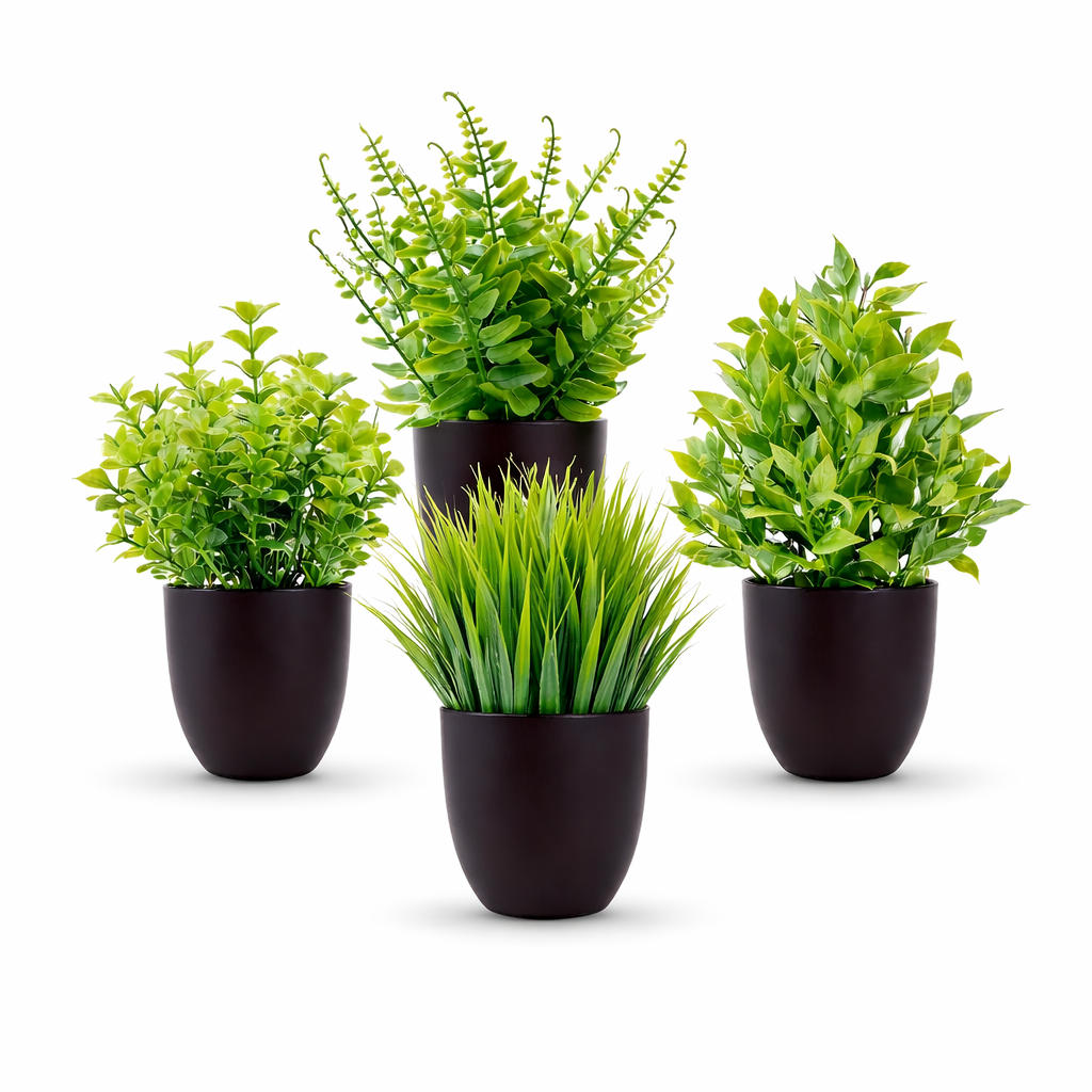 4 Set - Künstliche Topfpflanzen