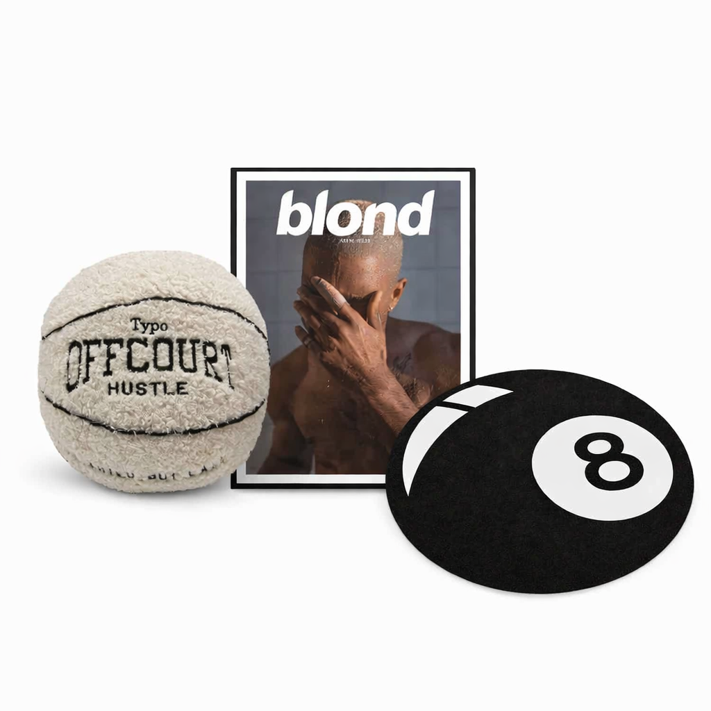 Bundle |  Frank Ocean X blonde Poster, 8 Ball Rug, Basketball Kissen Weiß
